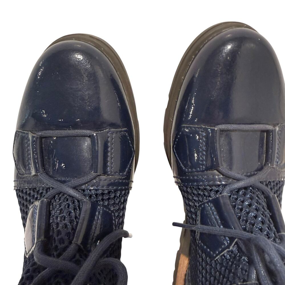 SOREL Patent Leather Mesh Lace Boot Women’s 7 Navy Blue Military Streetwear
